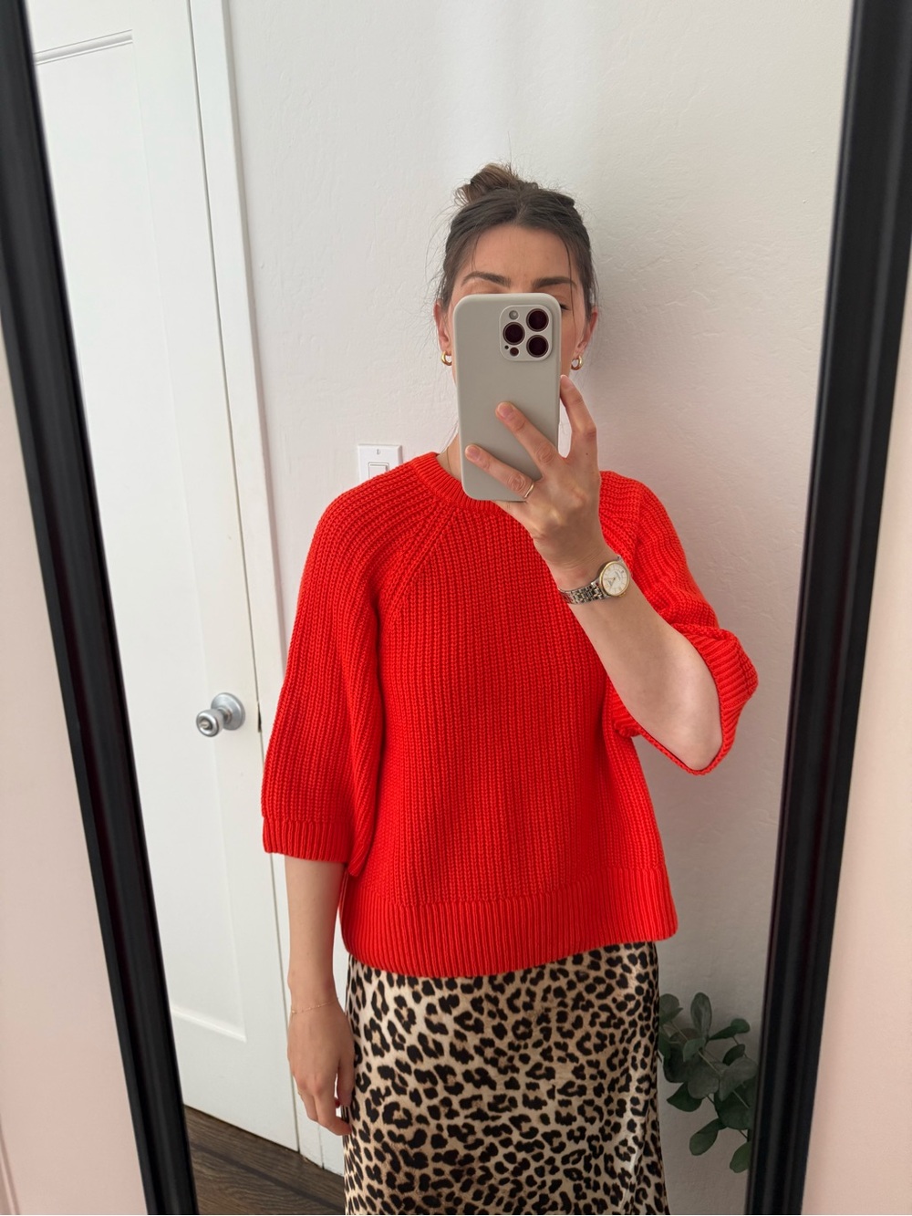 Red Ribbed Crewneck Sweater - Picture 2 of 5